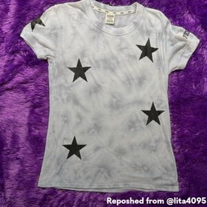 Victoria Secret Women's Star Print T-Shirt - Black and Gray/ 🎈5 For $30